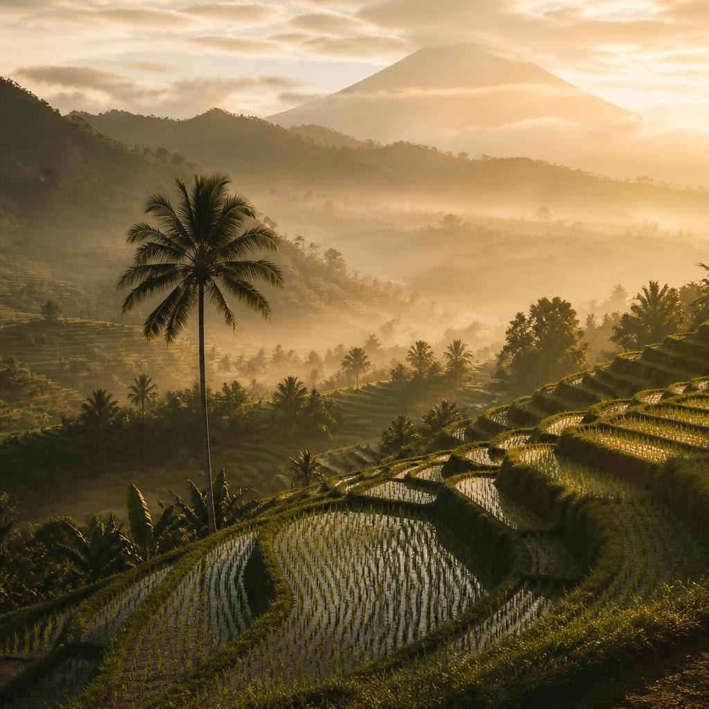 Rice and Mist, Bali, Indonesia